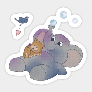 Katze und Elefant Sticker